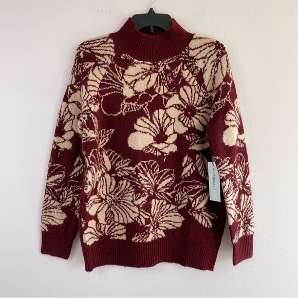 NEW Liz Claiborne Mock Neck Floral Pullover Knit Sweater - Picture 1 of 8